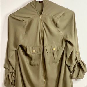 Forever 21 Dressy Olive Green ZIP UP